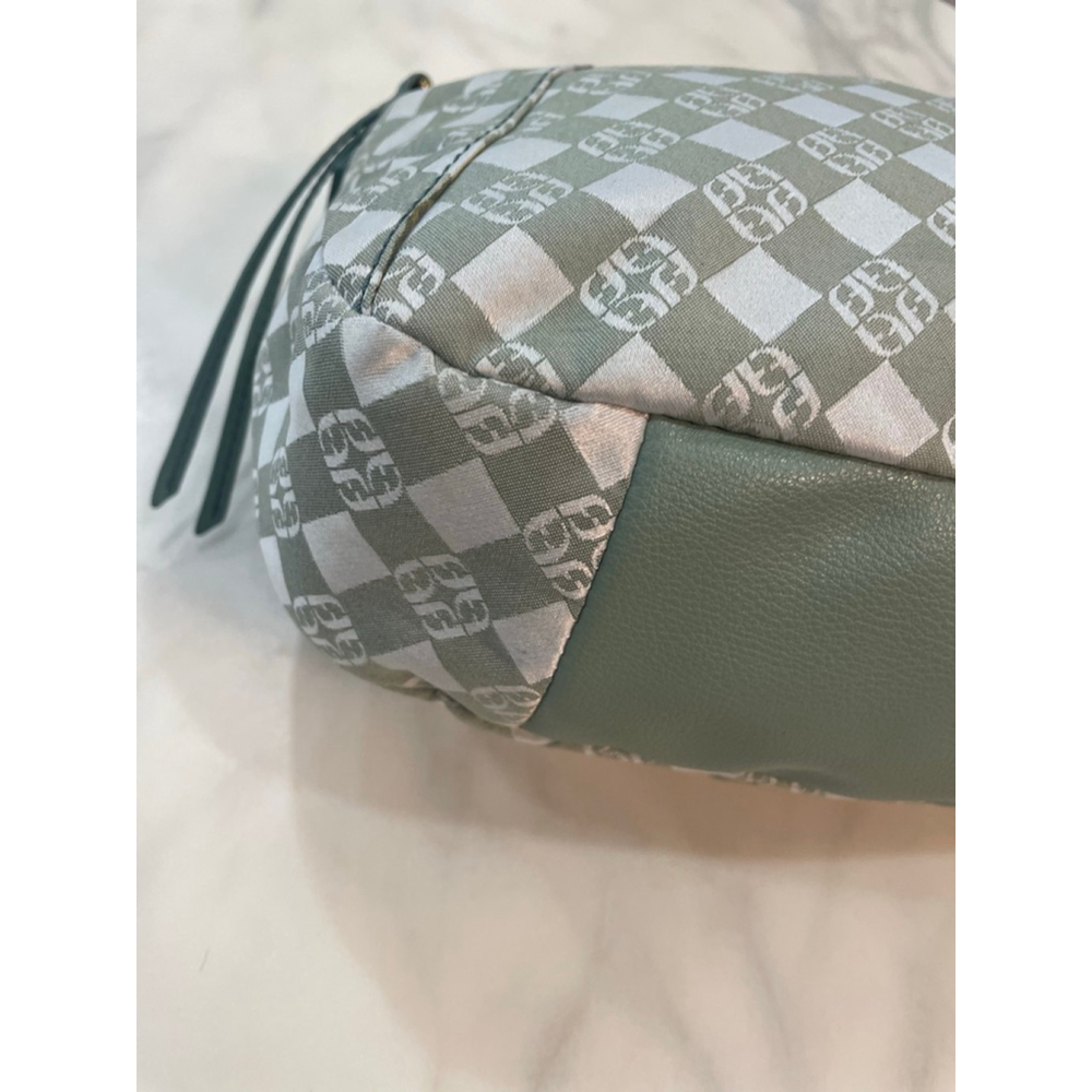 Fossil Mint Green White Monogram Canvas Shoulder Bag Leather Y2K Small Purse - Picture 7 of 11
